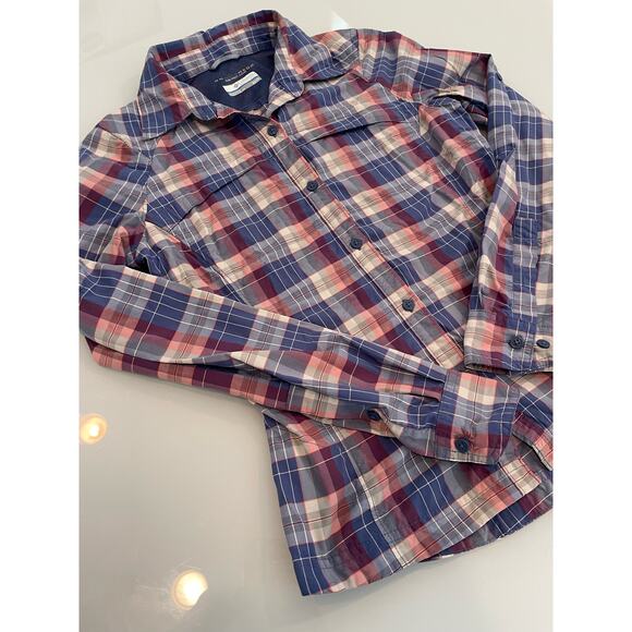 Columbia Women’s Plaid Hiking Shirt Long Sleeve Red/Blue Size XS Omnishield - Picture 2 of 5
